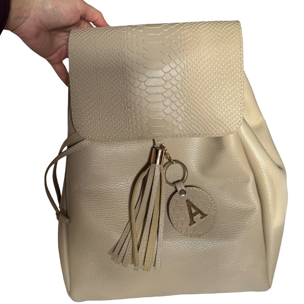 Genuine leather bucket back pack